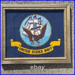 ONE OF A KIND United States Navy Wall Art Framed Flag Seal Eagle Ship? Blt10m4