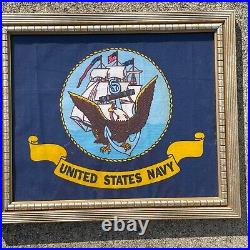 ONE OF A KIND United States Navy Wall Art Framed Flag Seal Eagle Ship? Blt10m4