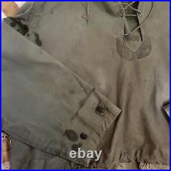 ORIGINAL 1940s USN NAVY WWII WW2 FOUL WEATHER ANORAK JACKET VTG SZ L MILITARY US