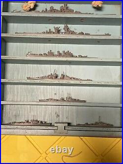 ORIGINAL RARE WORLD WAR II U. S. NAVY MINIATURE SHIP MODELS WithCASE and Great Shap