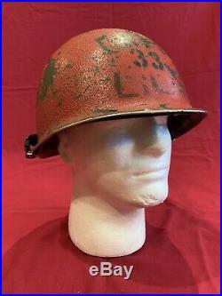 ORIGINAL WWII Front Seam Unit 33 Damage Control Schlueter M1 Helmet US Navy