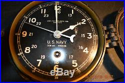 Old Chelsea Wwii 2 U. S. Navy Clock Ser. No. 36083e Bakelight Black Dial