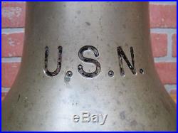 Old USN United States Navy Brass Nickel Plated Retired Nautical Ships Boat Bell