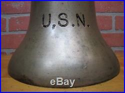Old USN United States Navy Brass Nickel Plated Retired Nautical Ships Boat Bell