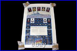 Original 1937 United States Navy Badges Insignia Matt Murphey Poster Sign