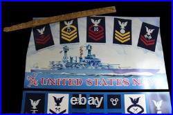 Original 1937 United States Navy Badges Insignia Matt Murphey Poster Sign