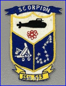 Original 60s US Navy USS Scorpion SSN 589 Submarine Embroidered Full Color Patch
