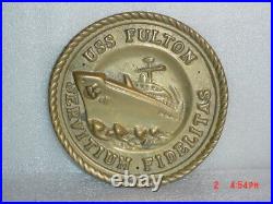 Original Official Vintage Usn Brass Plaque From Submarine Tender Uss Fulton As11