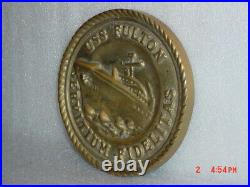 Original Official Vintage Usn Brass Plaque From Submarine Tender Uss Fulton As11