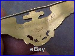 Original Pre Wwii Rare H&h Pattern Usn Naval Aviator Wings 10k Gold Engraved