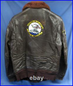 Original Vietnam US NAVY Pilot G-1 Leather Flight Jacket withPatches USN Coat 36