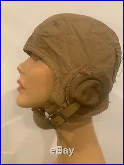 Original WW2 US Navy USMC M-450 Khaki Flight Helmet