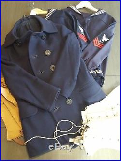 Original WWI US Navy Peacoat 13 Star Buttons & 2 Uniform Sets lot