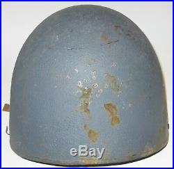Original WWII US Navy MK-2 Talker Helmet with Chinstrap and blue/gray Liner