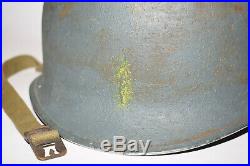 Original WWII US Navy McCord Fixed Bale M1 helmet Blue Paint with Ensign Rank