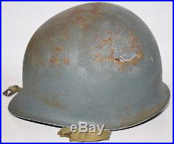 Original WWII US Navy McCord Fixed Bale M1 helmet Blue Paint with Ensign Rank