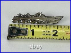 Original WWII US Navy PT Boat 9.6g Sterling Silver Badge Pin Back, Needs new pin