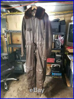 Original World War 2 Navy Leather Heated Flight Suit by Colvinex Size 40 US WWII