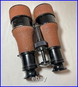Original antique WWI United States Navy Brass Leather Night Glass Binoculars USA