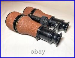 Original antique WWI United States Navy Brass Leather Night Glass Binoculars USA