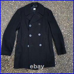 #P3 Vintage US Navy Military Pea Coat Overcoat Mens 40 Extra Long