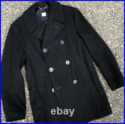 #P3 Vintage US Navy Military Pea Coat Overcoat Mens 40 Extra Long