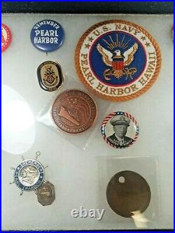 PEARL HARBOR MEDALS, PATCHES, BUTTONS EXCELLENT CONDITION 8 x 12 CASE
