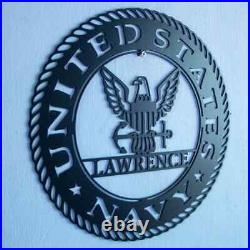 Personalized United States Navy Metal Sign, Veteran Family Name Wall Art Decor