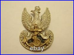 Poland Ww2 Original Long Beak Polish Navy Eagle Cap Badge Circa 1940