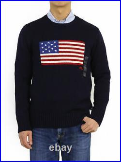 Polo Ralph Lauren Crew Pullover USA Flag Sweater Navy