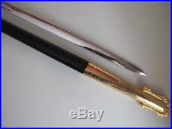 Post WWII Model 1852 USN US Navy-Naval Officers Etched Sword withScabbard+Bag+Belt