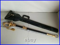 Post WWII Model 1852 USN US Navy-Naval Officers Etched Sword withScabbard+Bag-ID'd