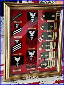 Professionally Framed US Military Naval Reserve Captain Display Case Medals