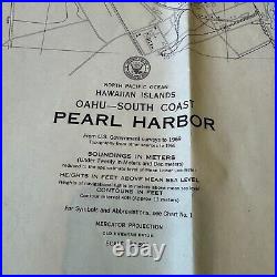 RARE! 1972 U. S. Navy Pearl Harbor FORD ISLAND U. S. Military Battleship Sub Map