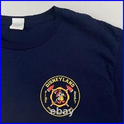 RARE Disneyland Fire Department T Shirt Navy Blue Mens L Protecting The Magic