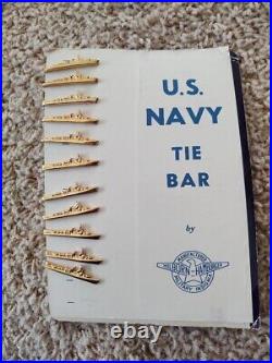 RARE US Navy Tie Bar Display Card and 11 new tie clips by Hilborn Hamburger