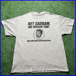 RARE Vintage US Army Saddam Hussein Arafat Kaddafi Parody T-Shirt Size X-Large