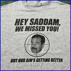 RARE Vintage US Army Saddam Hussein Arafat Kaddafi Parody T-Shirt Size X-Large