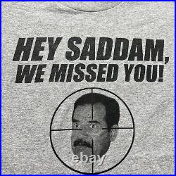 RARE Vintage US Army Saddam Hussein Arafat Kaddafi Parody T-Shirt Size X-Large