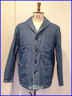 RRL USN style shawl collar blue chambray deck jacket. 30s 40s 50s