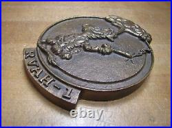 RVAH-1 UNITED STATES NAVY Old Embossed Brass Plaque Paperweight Attack Squadron