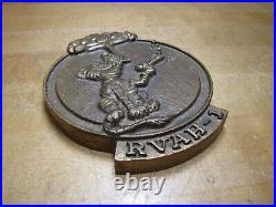 RVAH-1 UNITED STATES NAVY Old Embossed Brass Plaque Paperweight Attack Squadron