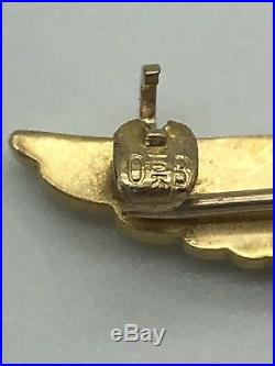 Rare 10k Yellow Gold H&H Naval Aviator Pilot Wings Pin USN Vintage