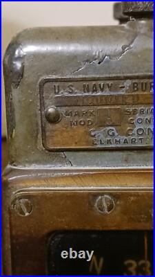 Rare 1943 US Navy Bureau Of Ships Mounted Compass USN Mark NXSS 34226