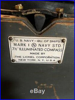 Rare! Antique U. S. Navy Ships Compass 8 by ES Ritchie Boston in Lionel Box