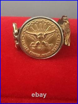 Rare One of a kind USN Nurse Corps Retired Sterling and Gold Ring Custom Made