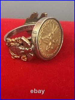 Rare One of a kind USN Nurse Corps Retired Sterling and Gold Ring Custom Made