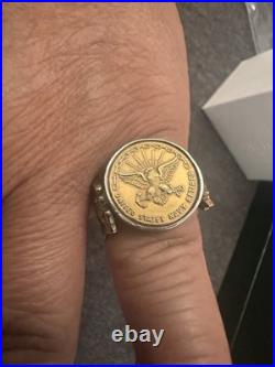 Rare One of a kind USN Nurse Corps Retired Sterling and Gold Ring Custom Made