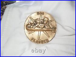 Rare USS FLASHER SSN 613 US Navy NUCLEAR SUBMARINE Solid Heavy Brass Plaque