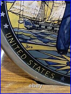 Rare United States Navy Memorial Dedication October 13, 1987 Painted Glass